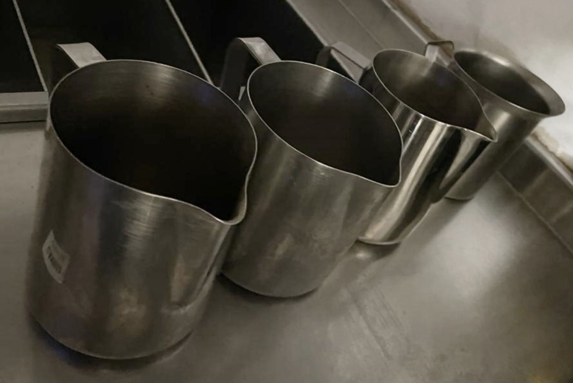 4 x Stainless Steel Restaurant Milk Jugs - Ref: CAM692 - CL612 - Location: London SW1PThis item is - Image 2 of 2