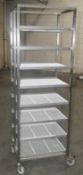 1 x Stainless Steel Commercial Kitchen 8-Tier Wire Shelving Rack, On Castors - Dimensions: H190 x