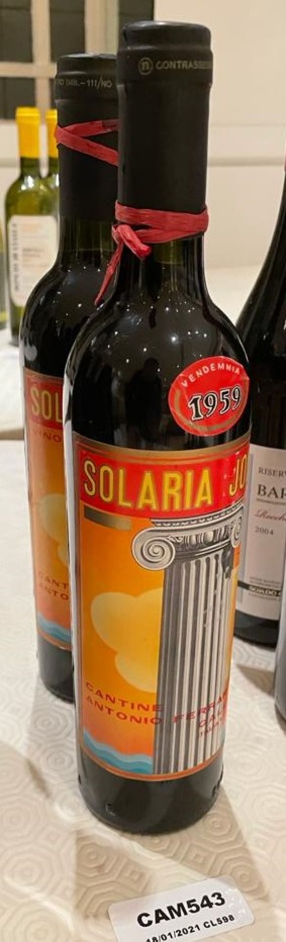 2 x Bottles Of SOLARIA JONICA CALLANTE VENDEMMIA 1959 PIEMONTE - 75cl New/Unopened Restaurant Stock - Image 4 of 4