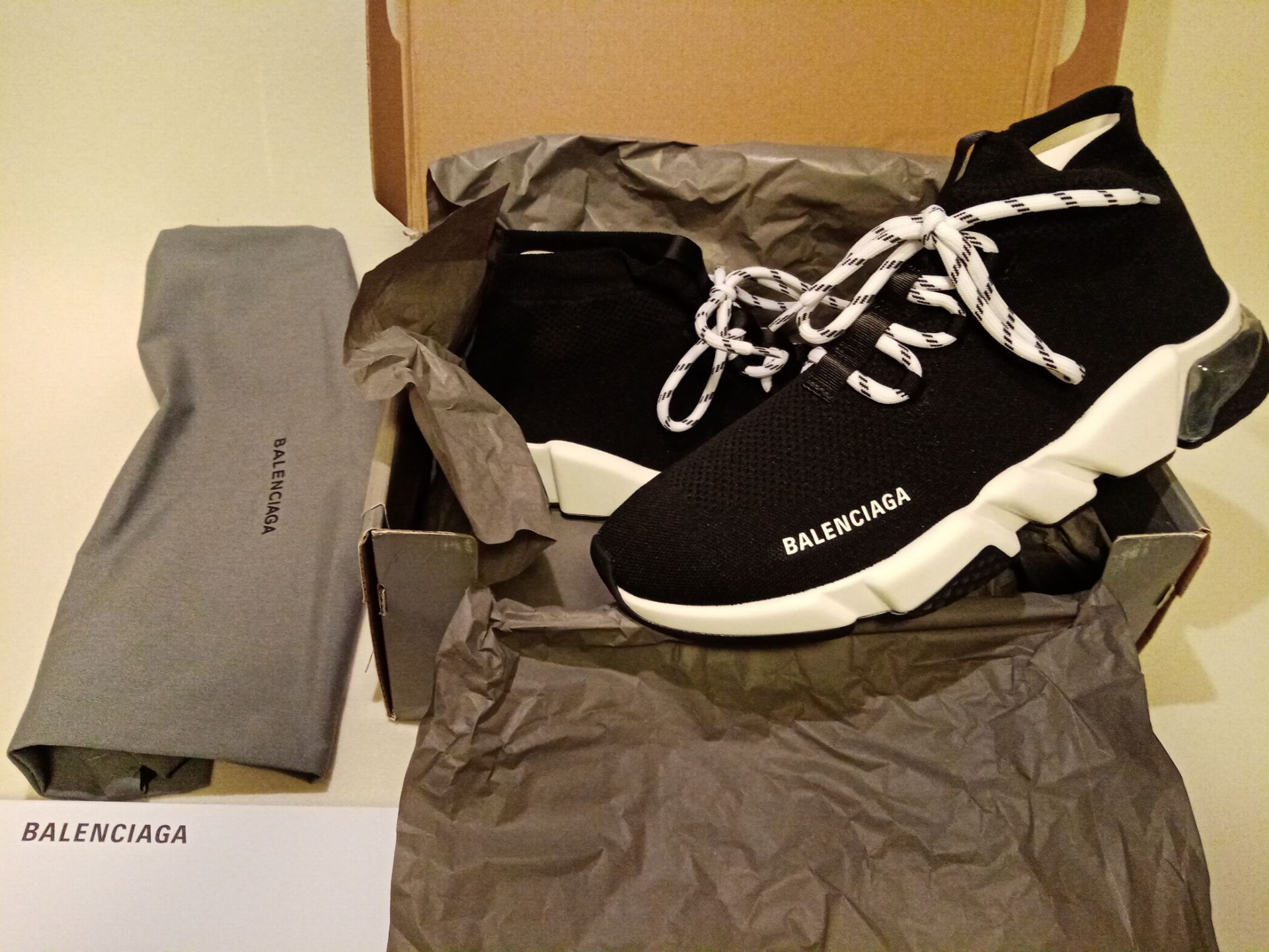 BALENCIAGA Speed Lace Trainers - Size 9-9.5 - BRAND NEW - NO VAT ON THE HAMMER - CL607 - Location: