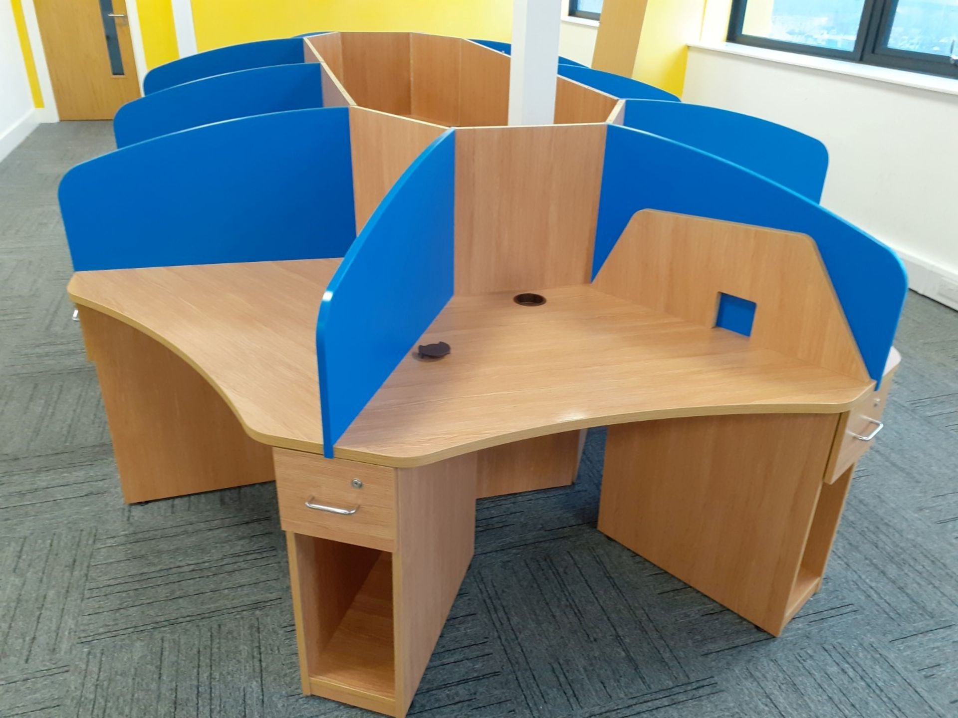 1 x 10-Desk Office Workstation Pod With Privacy Partitions In A Beech Finish - Original RRP £3,987 - Image 3 of 6