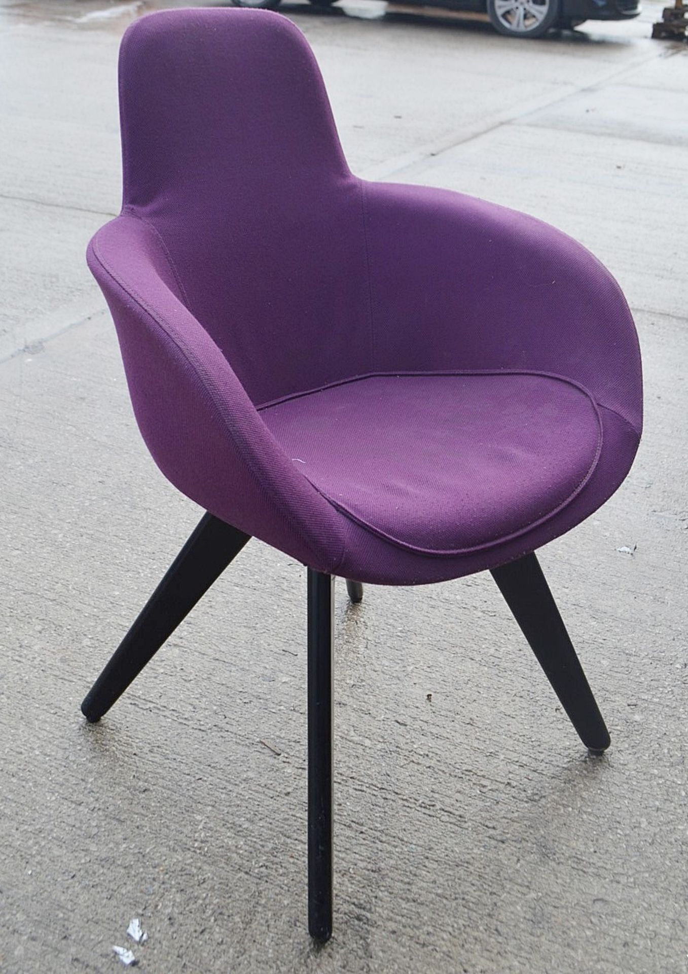 9 x TOM DIXON High Back Designer Scoop Chair - Upholstered In A Vibrant Purple Mollie Melton Fabric - Image 5 of 8