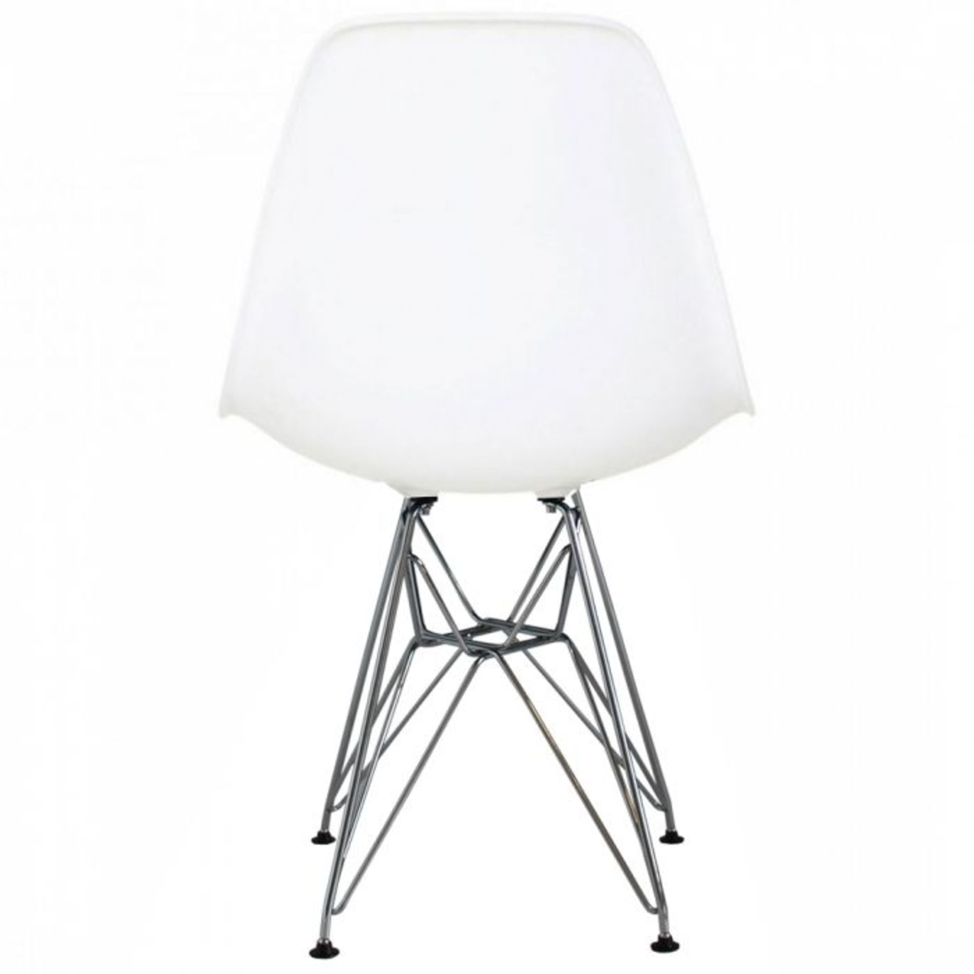 A Set Of 6 x Eames-Style Dining Chairs in White - Includes 2 x Carvers - Classic Design With Deep - Image 3 of 6