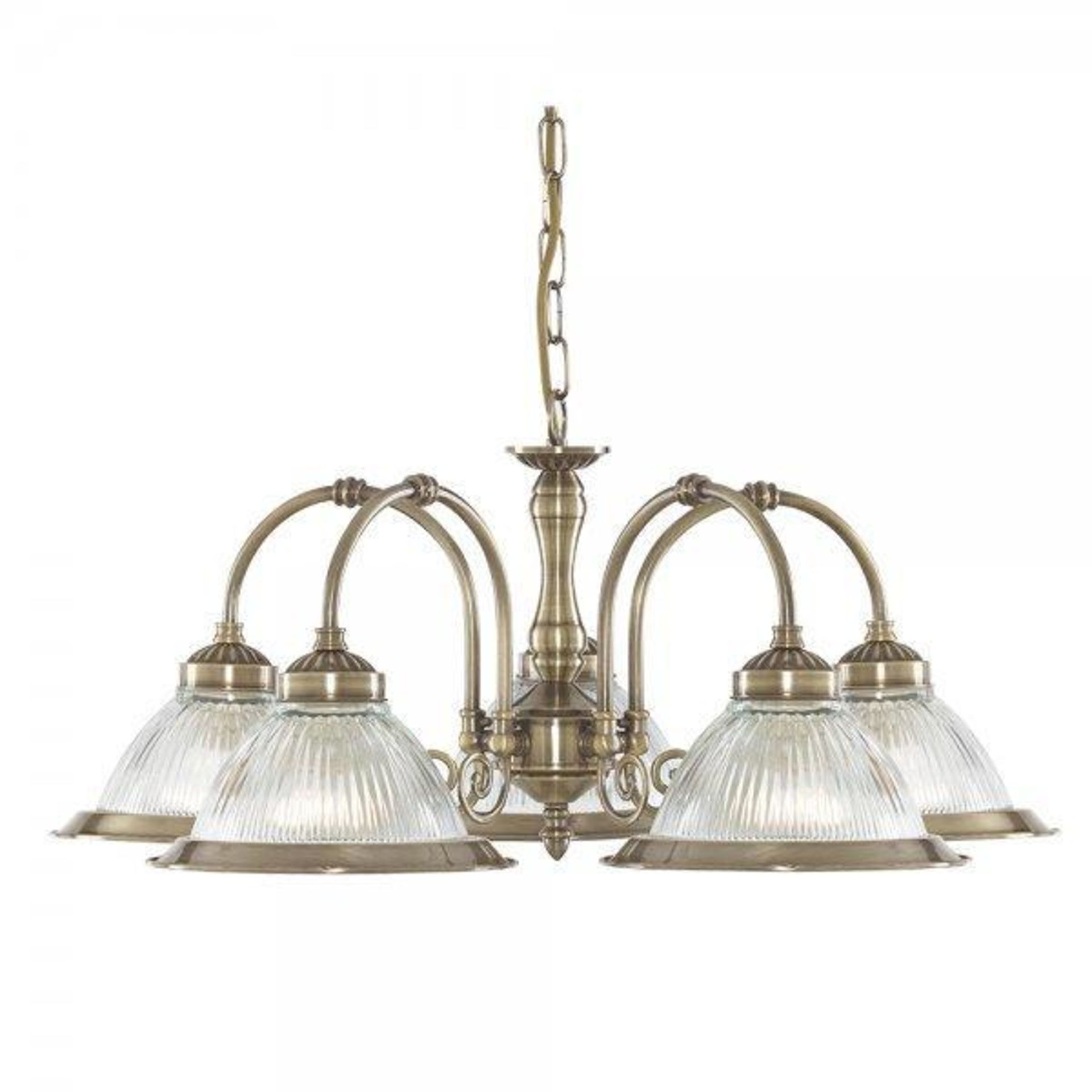 1 x American Diner 5 Light Ceiling Light Antique Brass - New Boxed Stock - CL364 - Ref: ERP1- 9345-5 - Image 3 of 3