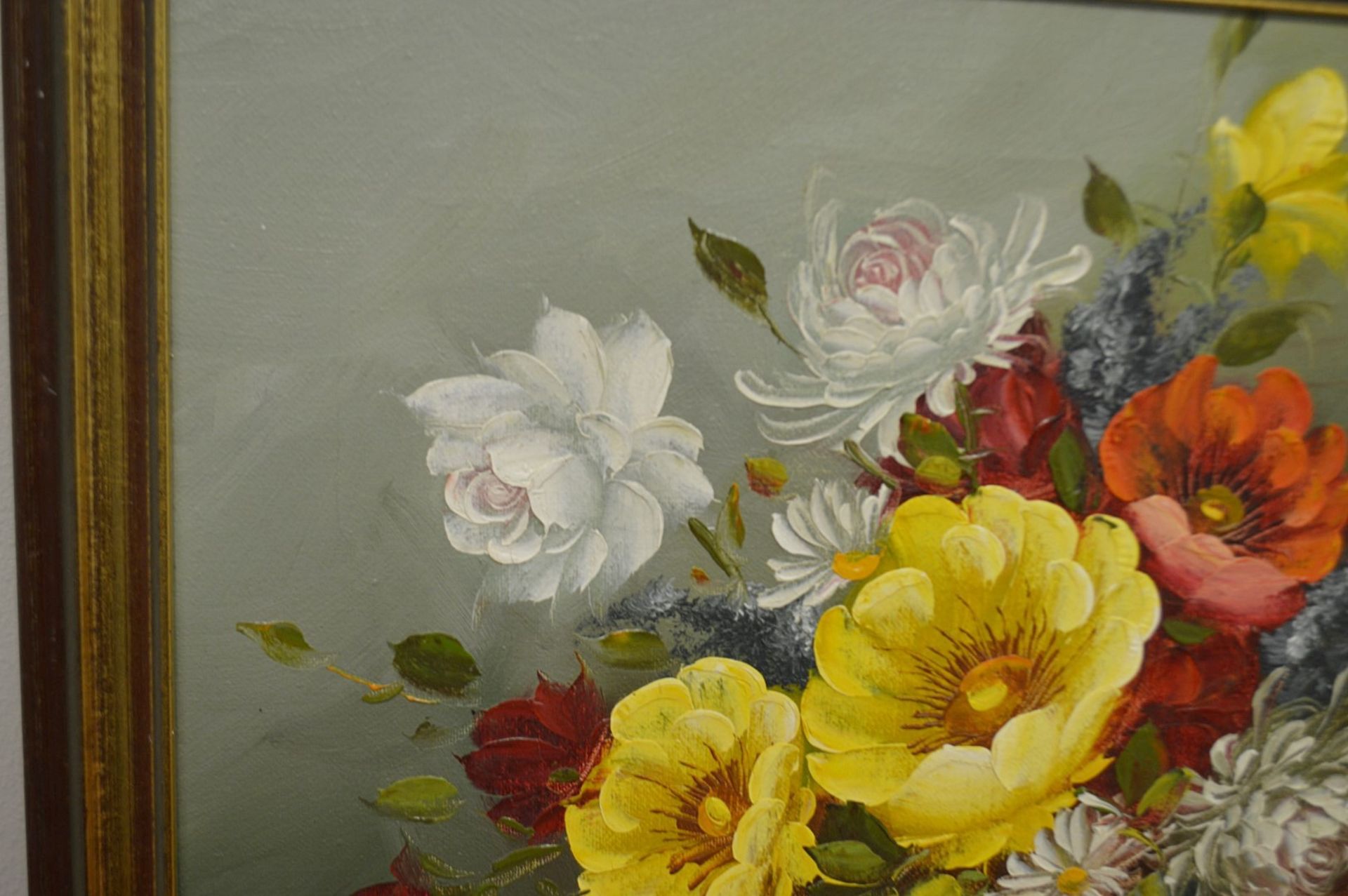 1 x Original Oil Painting Of Flowers On Canvas - Signed By The Artist - Dimensions: 36 x 46cm - Ref: - Image 6 of 6