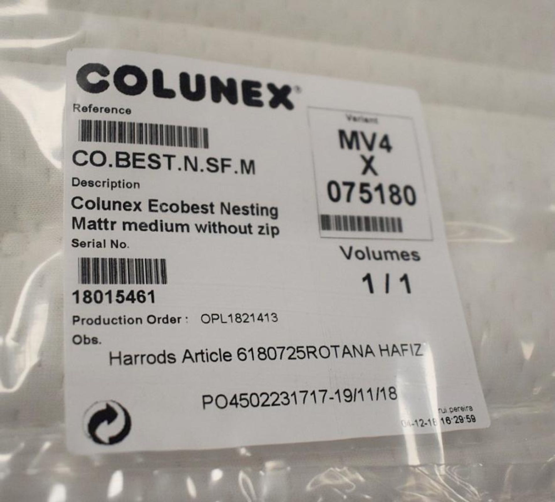 1 x COLUNEX 'Best' Mattress - Custom Single: 75 x 180 x 27cm - Medium Firmness - Ref: 6180725/P3-19/ - Image 7 of 10