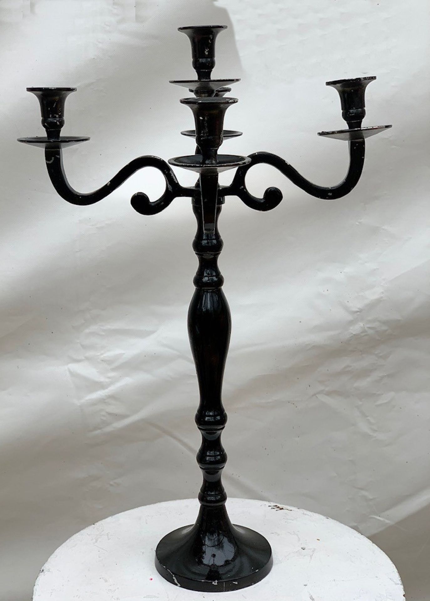 7 x Silver Candelabras - Dimensions: 61cm (h) x 40cm (w) - Pre-owned - CL548 - Location: Near Market