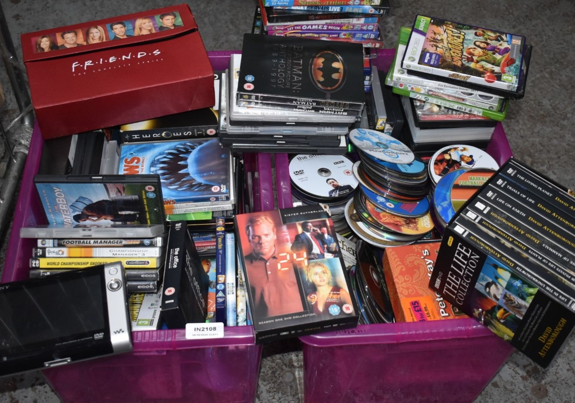 1 x Large Collection of DVD Films and Games - Plus Box Sets and Portable DVD Player - Ref: In2108