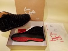 Christian Louboutin Black Suade Hightop Spike Designer Trainers - NO VAT ON THE HAMMER - CL607 -