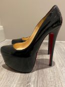 1 x Pair Of Genuine Christain Louboutin High Heel Shoes In Black - Size: 36.5 - Preowned in Worn Con