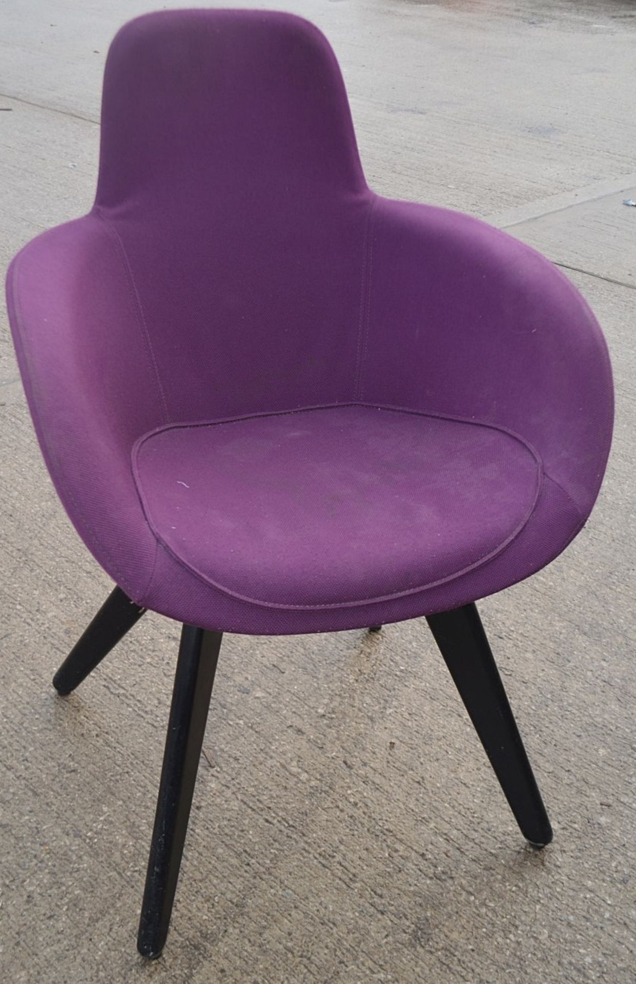 9 x TOM DIXON High Back Designer Scoop Chair - Upholstered In A Vibrant Purple Mollie Melton Fabric - Image 2 of 8