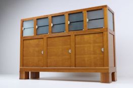 1 x Giorgetti Designer Abacus Tableware Drinks Sideboard - Solid Cherry Wood With Five Smoked