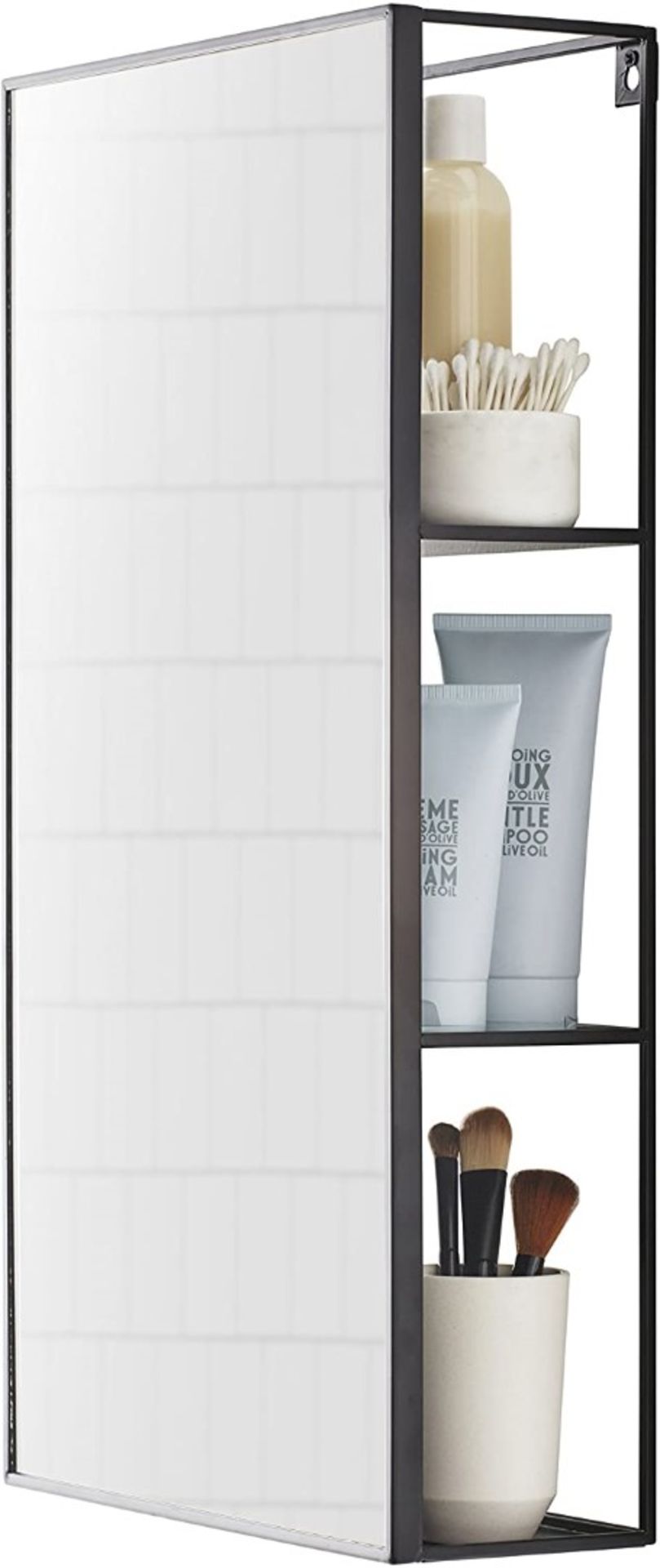 1 x Umbra 'CUBIKO' Sleek Modern Mirrored Medicine Cabinet With A Black Metal Frame - Dimensions: - Image 5 of 8