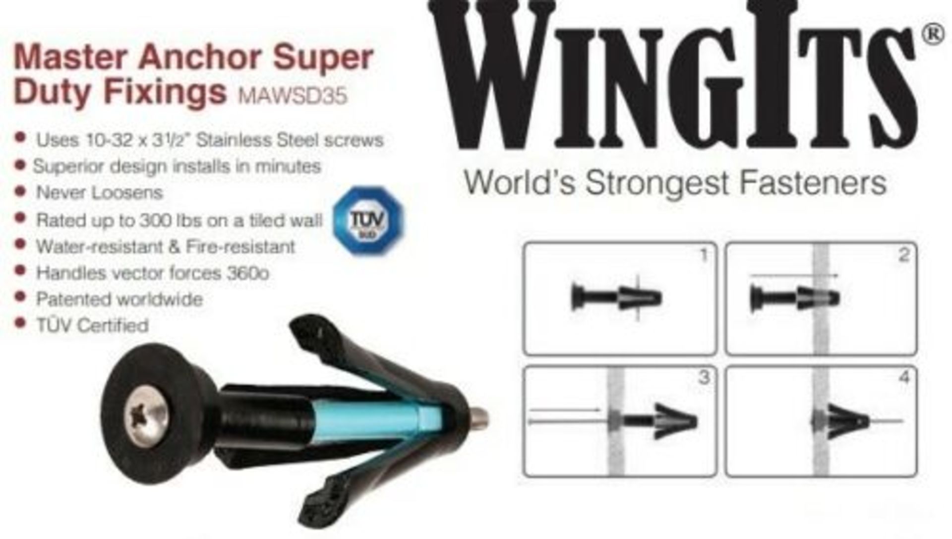 400 x Packs of WingIts Master Anchor Super Duty With Offset Drywall Fasteners - Brand New Stock - - Image 3 of 6