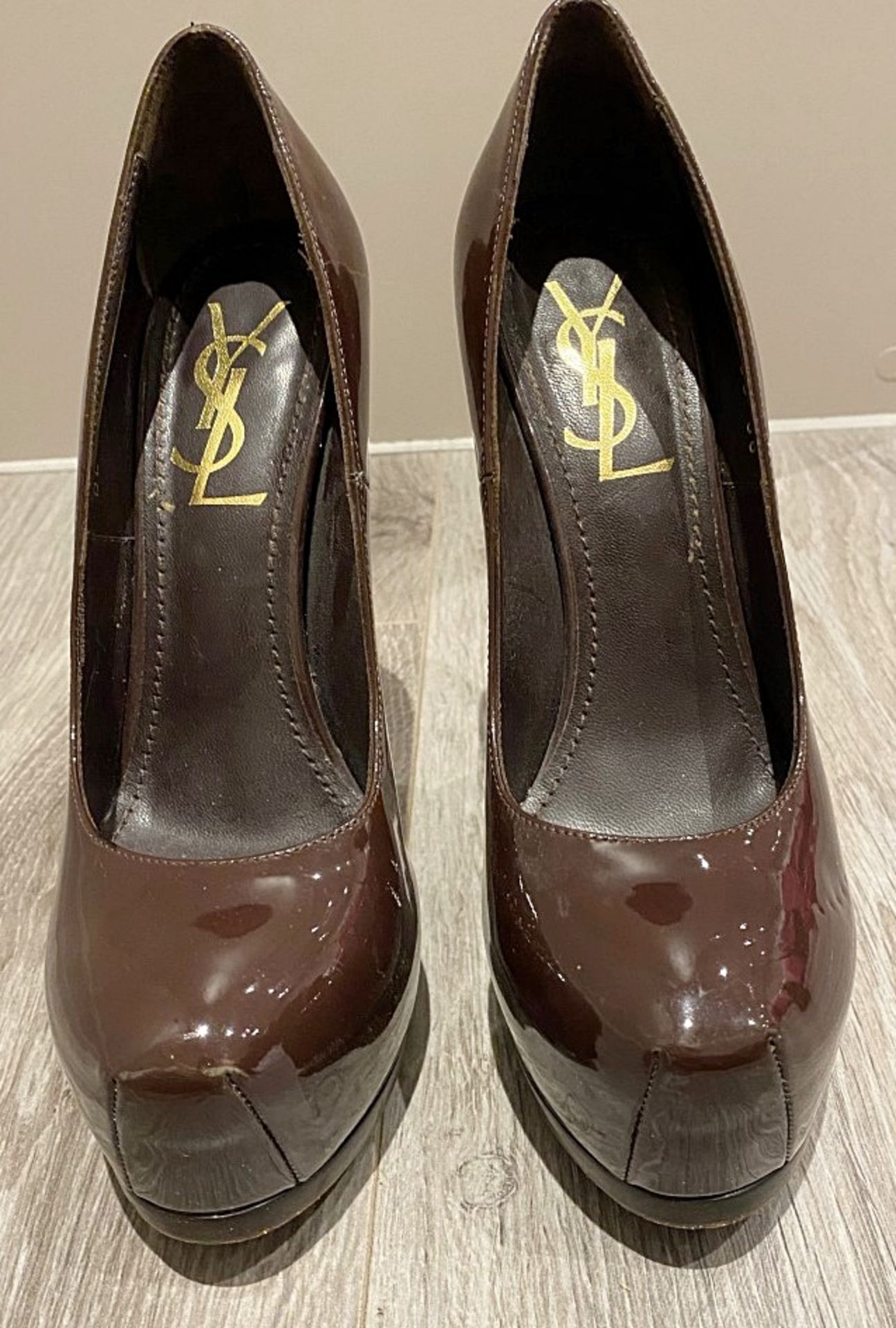 1 x Pair Of Genuine YSL High Heel Shoes In Brown - Size: 36 - Preowned in Good Condition - Ref: LOT4 - Image 4 of 4