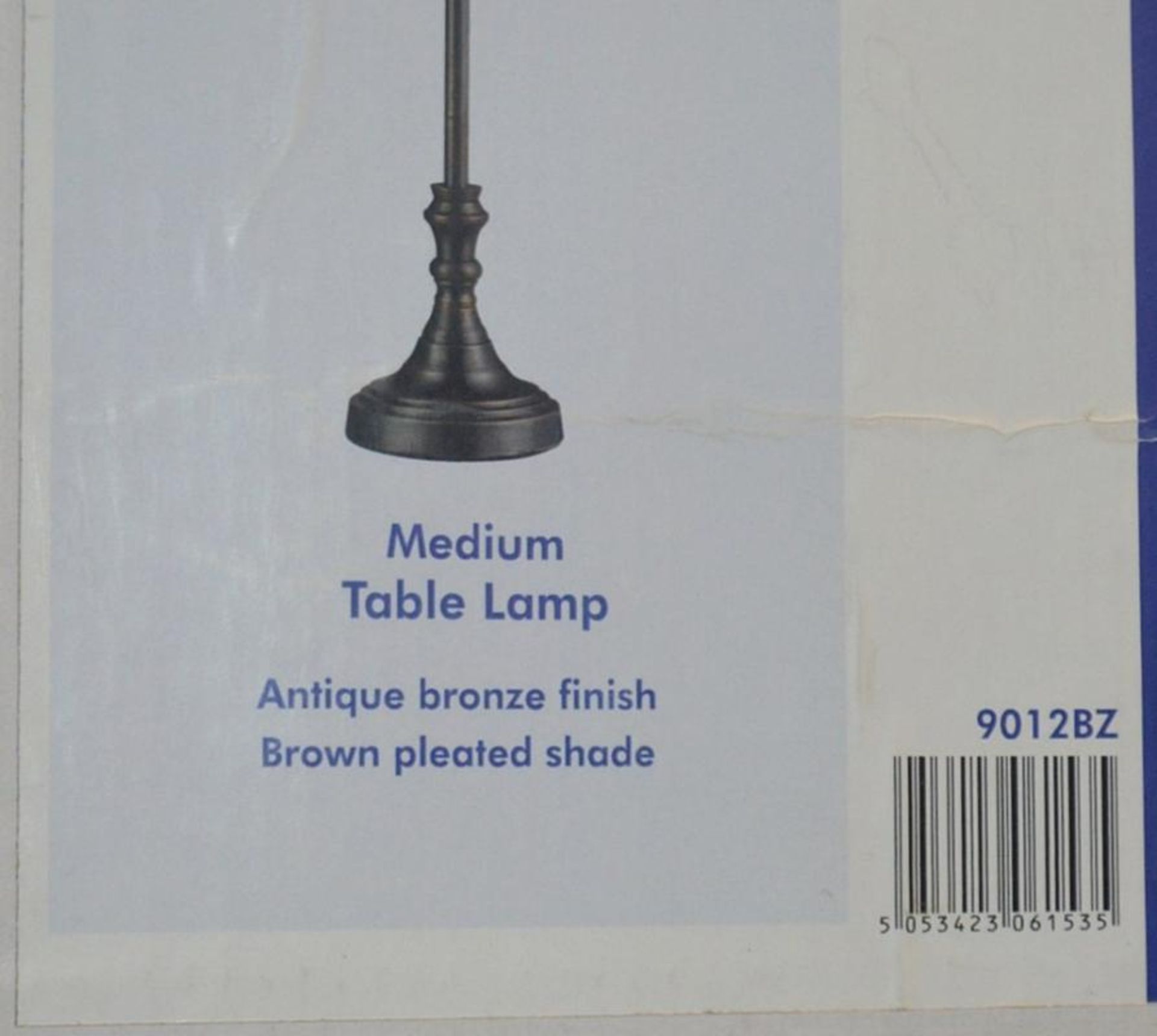 1 x Mantel Medium antique Bronze Decorative Table Lamp, Pleated Brown Shade- Brand New Boxed Stock - - Image 3 of 3