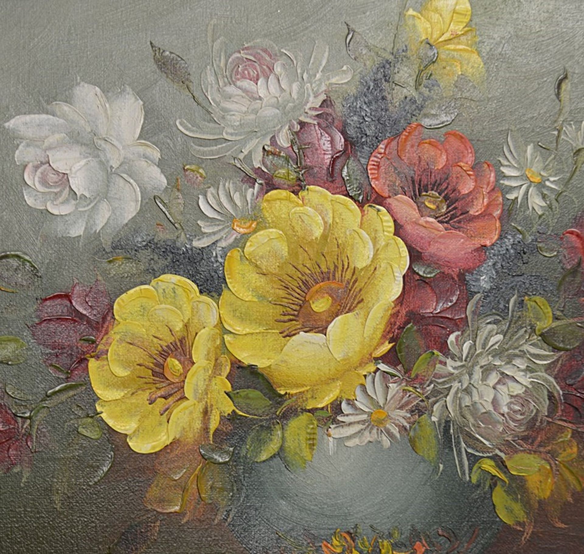 1 x Original Oil Painting Of Flowers On Canvas - Signed By The Artist - Dimensions: 36 x 46cm - Ref: - Image 4 of 6