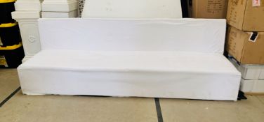 1 x White Banquette Seat - Dimensions: 244cm (l) x 80cm (h) - Pre-owned - CL548 - Location: Near Mar