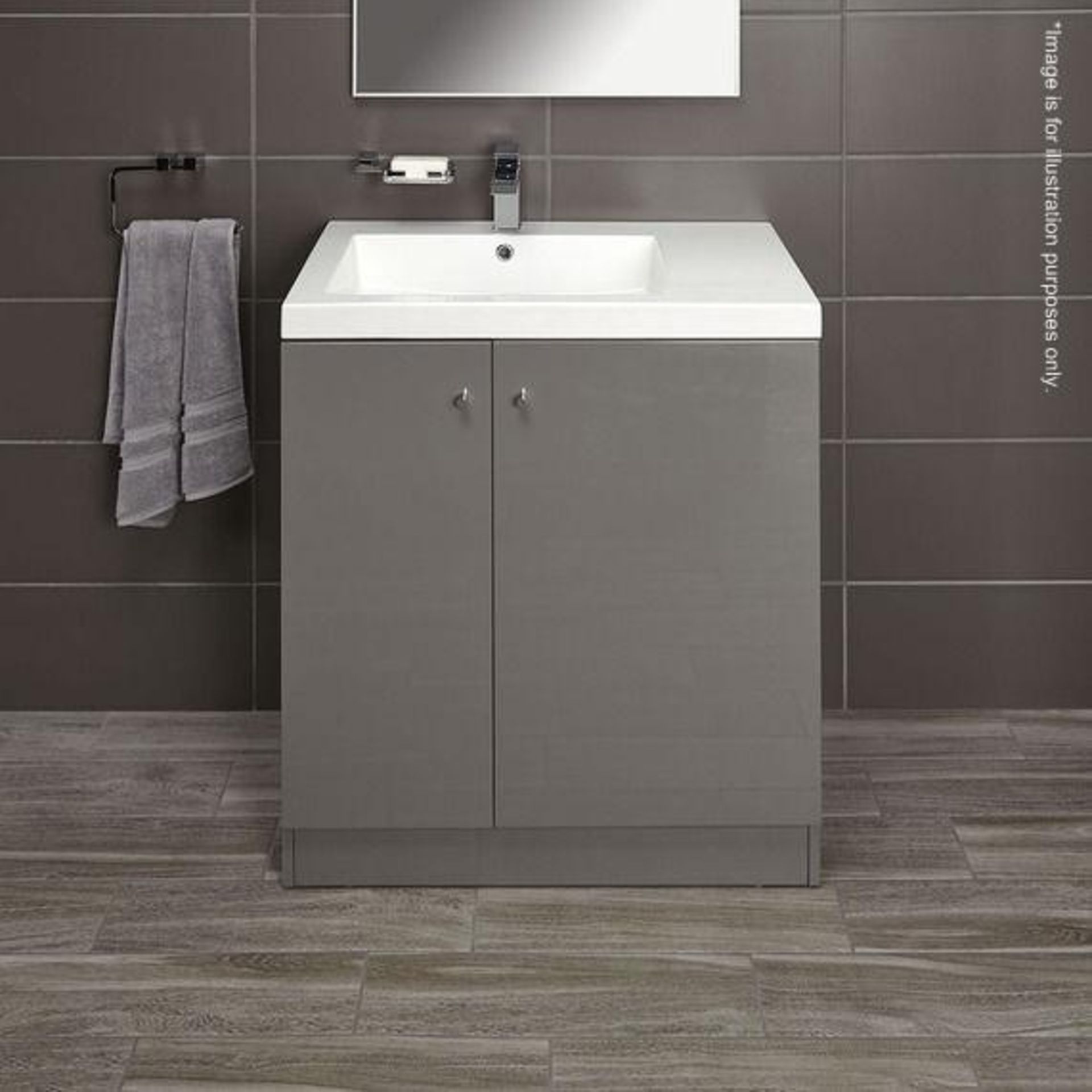 10 x Alpine Duo 750 Floorstanding Vanity Units In Gloss Grey - Dimensions: H80 x W75 x D49.5cm - - Image 2 of 4