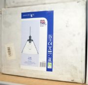 1 x Pyramid Black Pendant Light With Clear Glass Shade - New Boxed Stock - CL323 - Ref: 3228BK - WH1