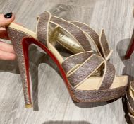 1 x Pair Of Genuine Christain Louboutin High Heel Shoes In Multi Glitter - Size: 35 - Preowned in Ve