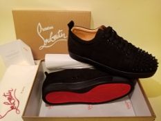 Christian Louboutin Low Black Suade Spike Designer Trainers - Size 9-9.5 - NO VAT ON THE HAMMER -