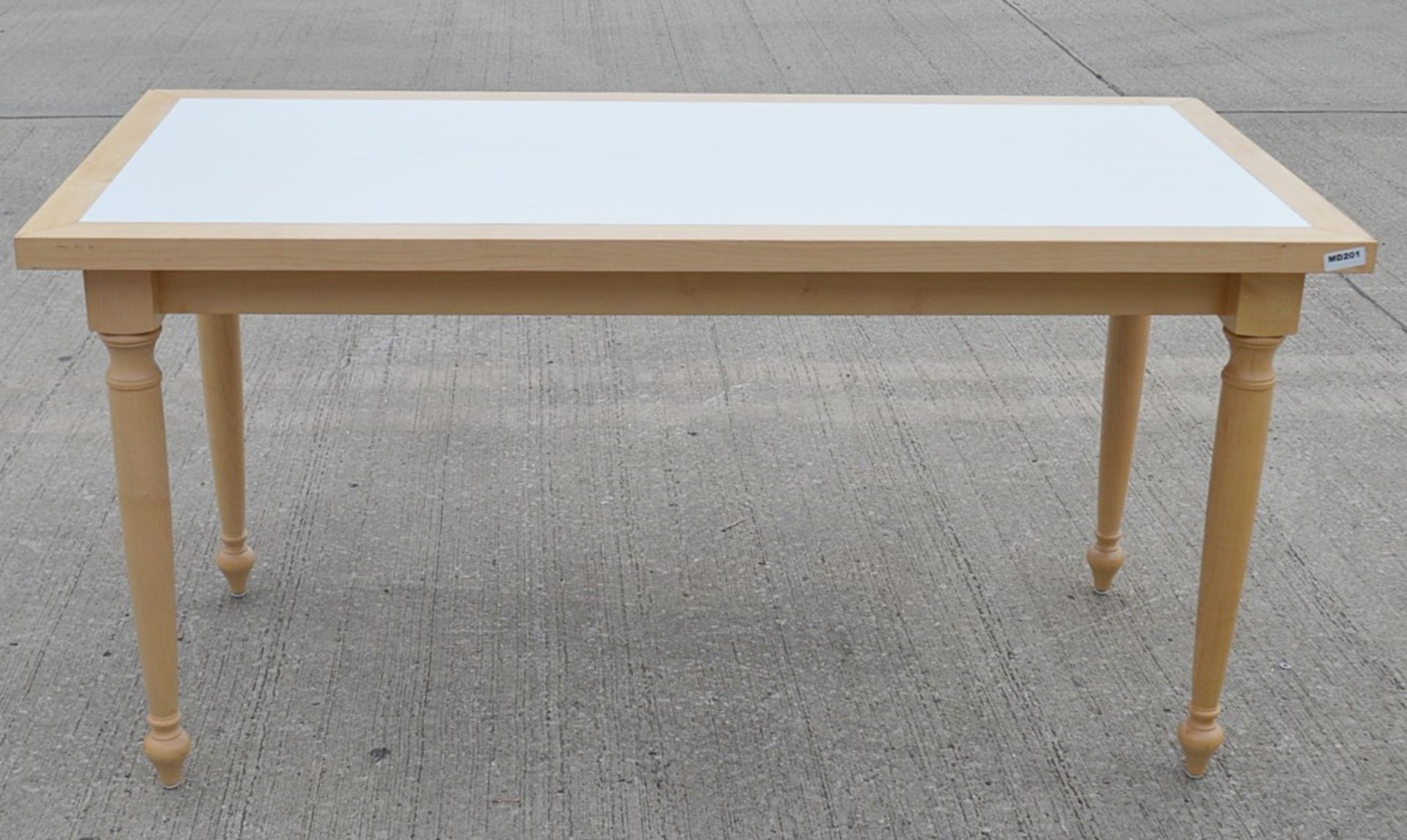 1 x Large Rectangular Event Table In Beech - Features Attractive Turned Legs And A White Inlay