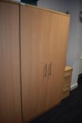 1 x Two Door Office Storage / Filing Cabinet in Beech Height 191 x Width 55 cms   SRB180