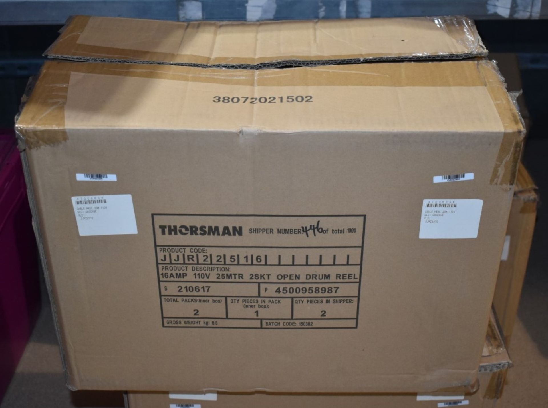 2 x Thorsman JoJo 110v Double Socket Extension Reels 25 Meter / 16 Amp Extension Brand New - Image 2 of 7