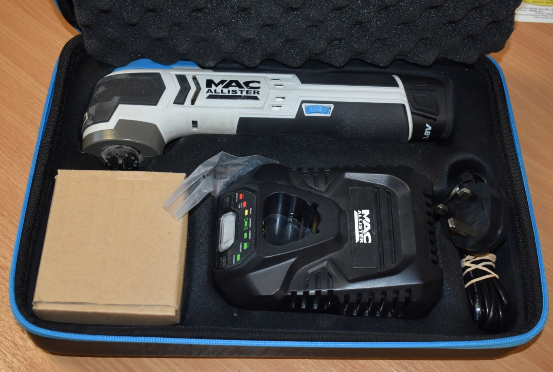 1 x Mac Allister 10.8v 90w Cordless Multi Tool With Case and Accessories Type MEMT108LI