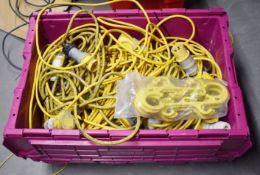 Approx 14 x 110v Site Extension Cables Plus Cable Tidy Brackets Includes Storage Container
