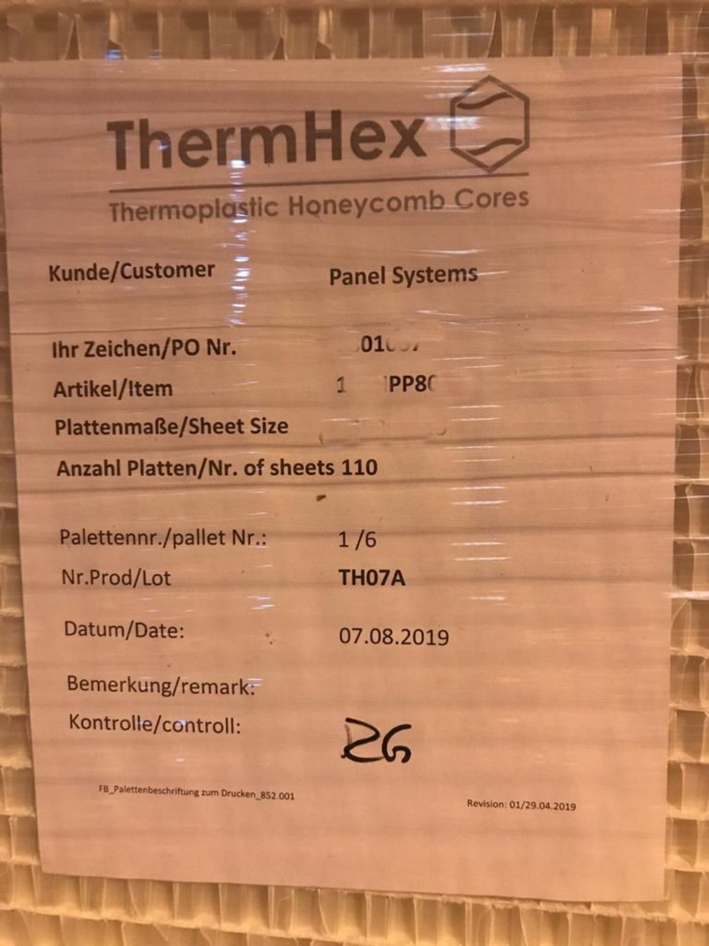 50 x ThermHex Thermoplastic Honeycomb Core Panels - Size 3175 x 1210 x 18mm - New Stock - - Image 4 of 8