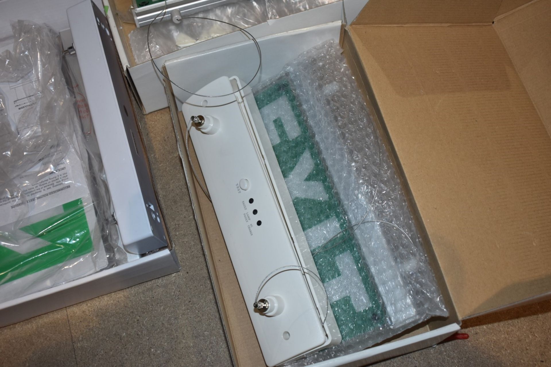 3 x Suspended Emergency Exit Illuminated LED Signs New in Boxes PME366 - Image 4 of 7