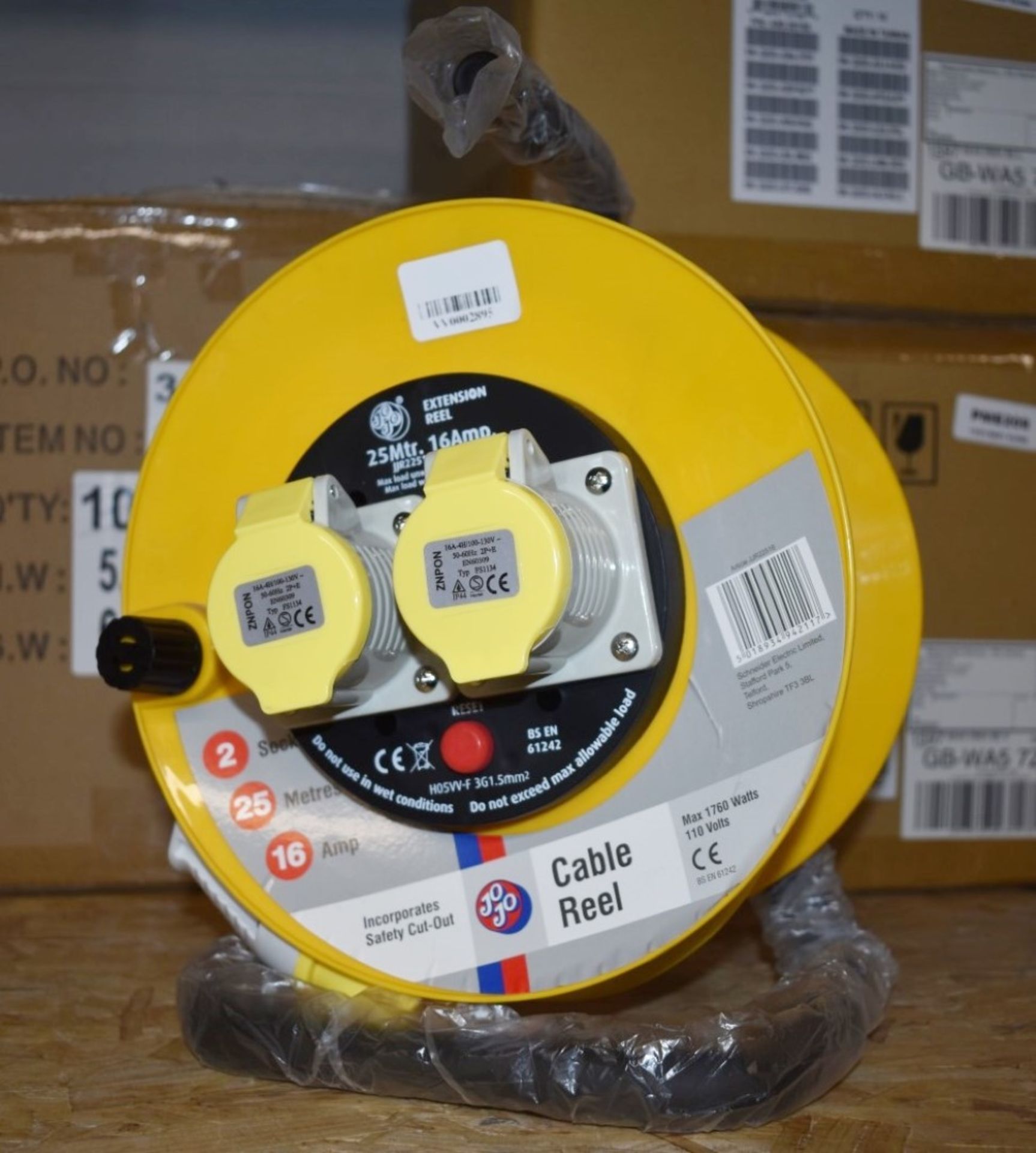 1 x Thorsman JoJo 110v Double Socket Extension Reel 25 Meter / 16 Amp Extension Brand New