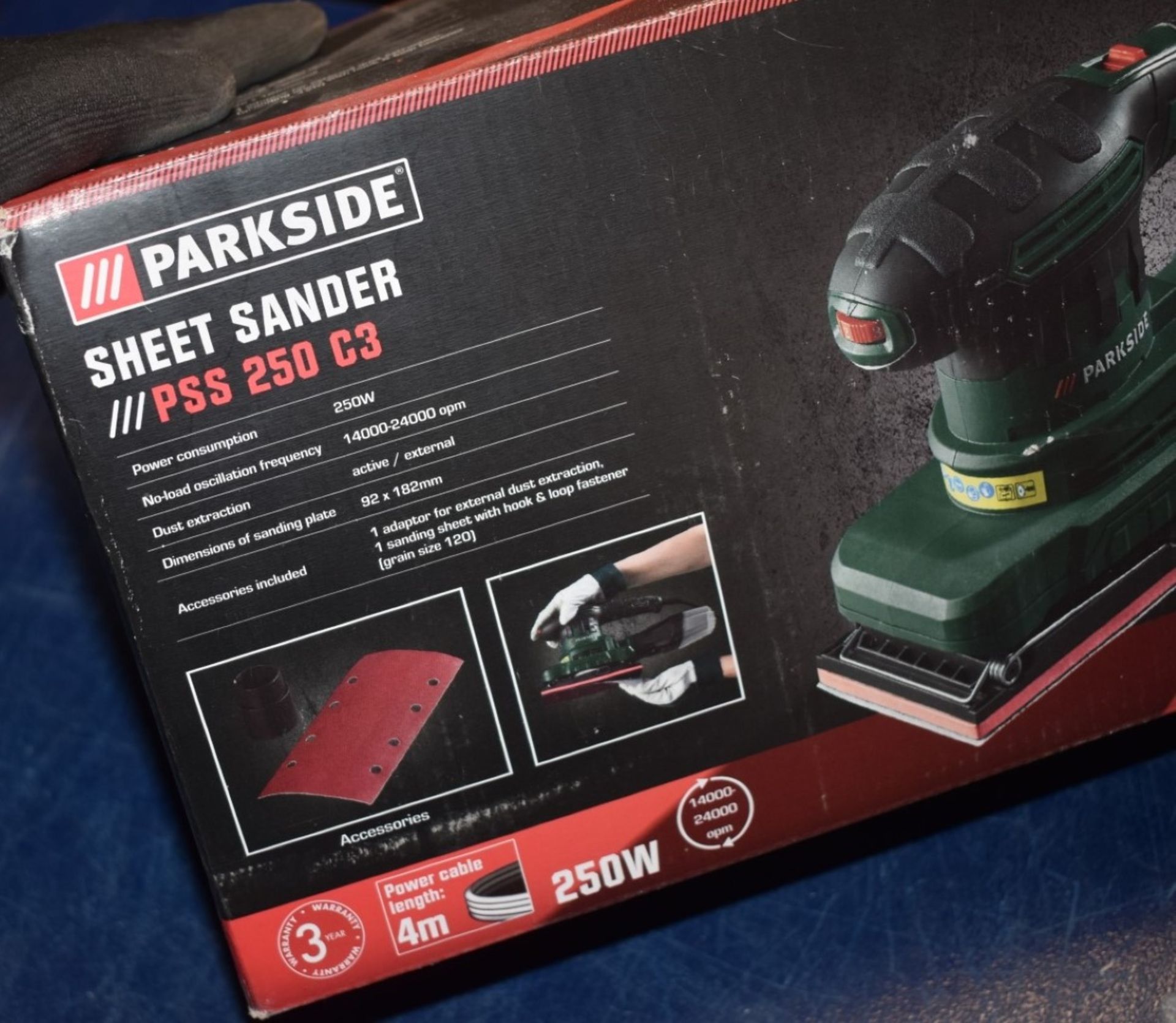 1 x Parkside Sheet Sander in Original Box 240V With Spare Sanding Sheets Model PSS 250 C3 - Image 2 of 6