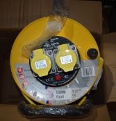 2 x Thorsman JoJo 110v Double Socket Extension Reels 25 Meter / 16 Amp Extension Brand New