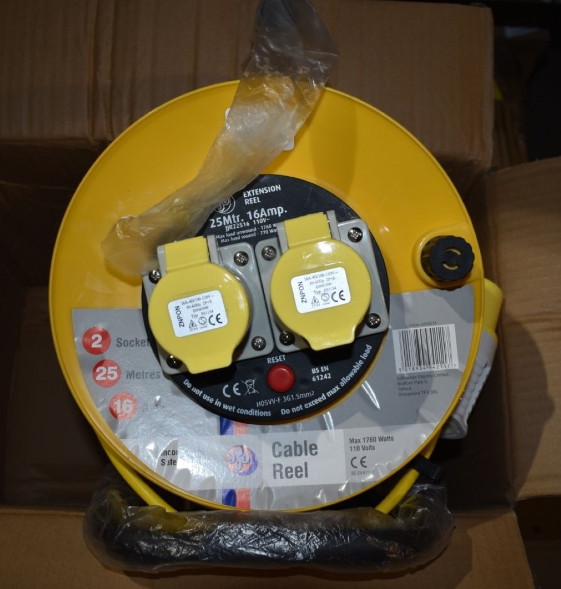 2 x Thorsman JoJo 110v Double Socket Extension Reels 25 Meter / 16 Amp Extension Brand New - Image 2 of 8