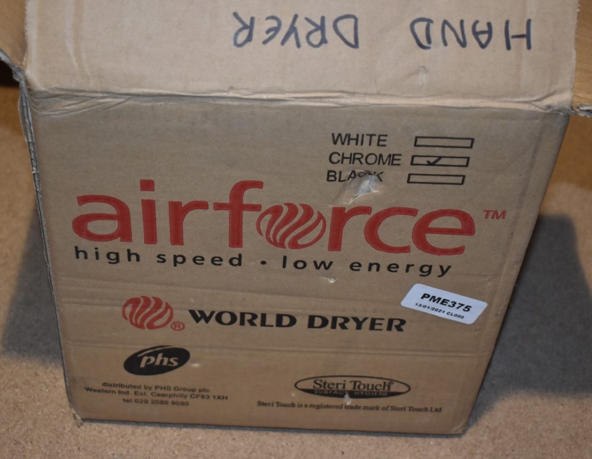 1 x Air Force Electric Hand Dryer in Chrome Model Number J48970W New and Boxed