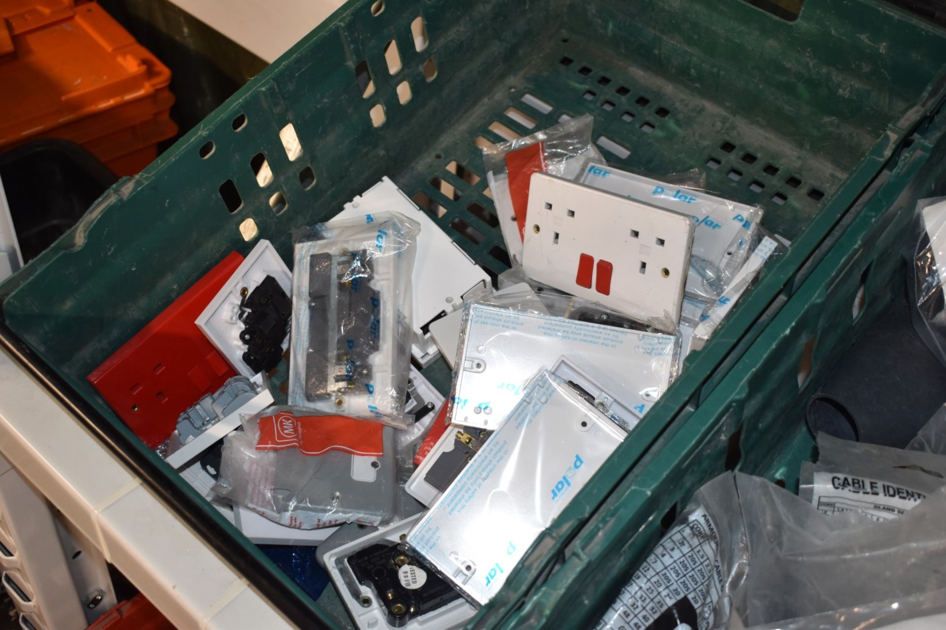 1 x Assorted Collection of Items in Seven Crates - Metal Plug Boxes, Gland Kits, Light Switches - Image 3 of 17