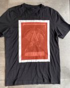 1 x Men's Genuine Givenchy Designer T- Shirt In Black With Silk Panel On Front - Size: Medium