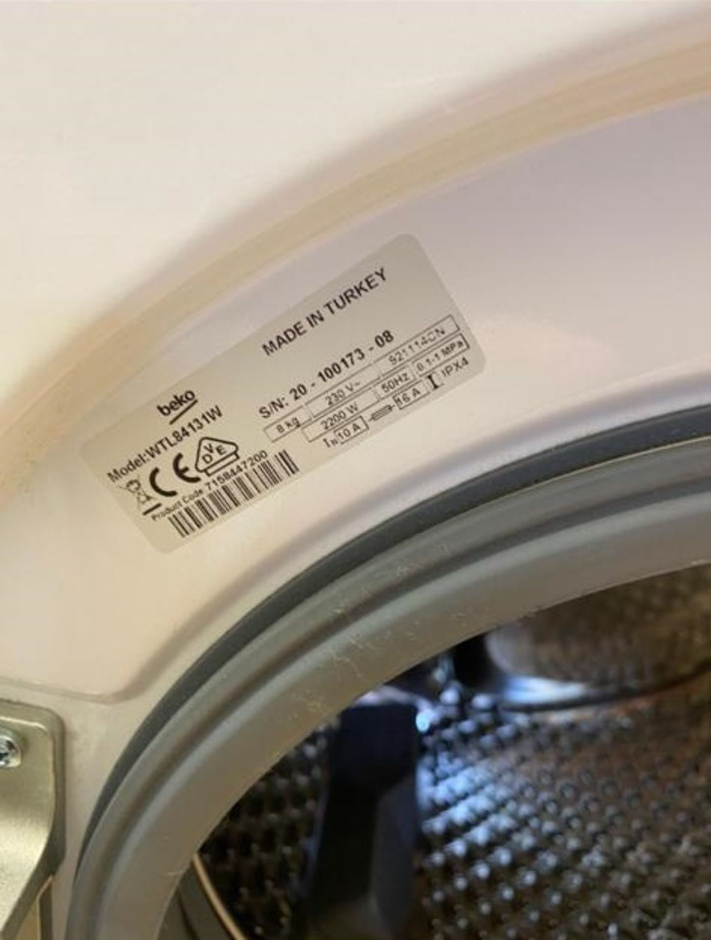 1 x BEKO Freestanding 8kg 1400rpm Washing Machine - Model: WTL84131 - NO VAT ON THE HAMMER - Ref: - Image 3 of 4