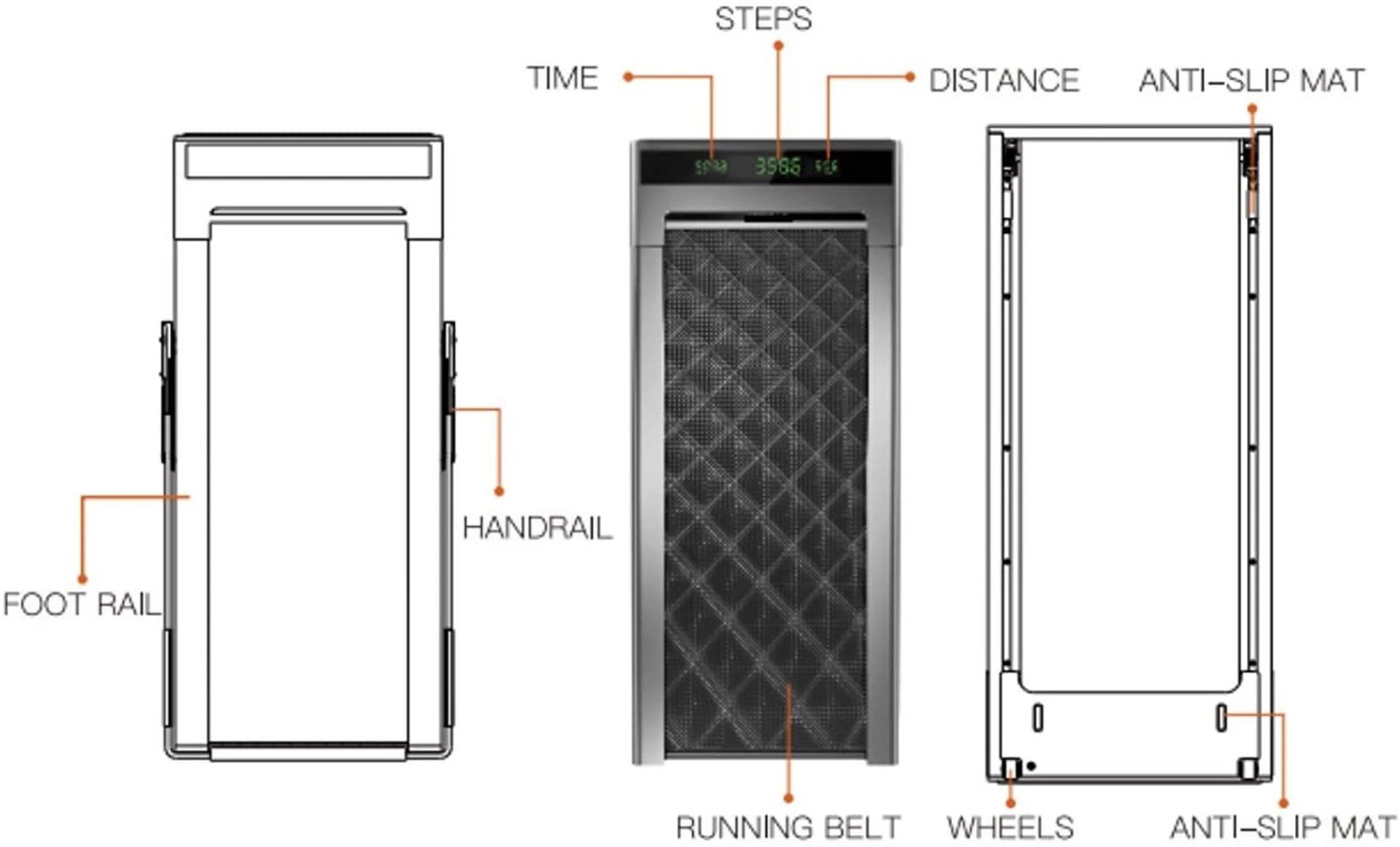 1 x Slim Tread Ultra Thin Smart Treadmill Running / Walking Machine - Lightweight With Folding - Bild 9 aus 19