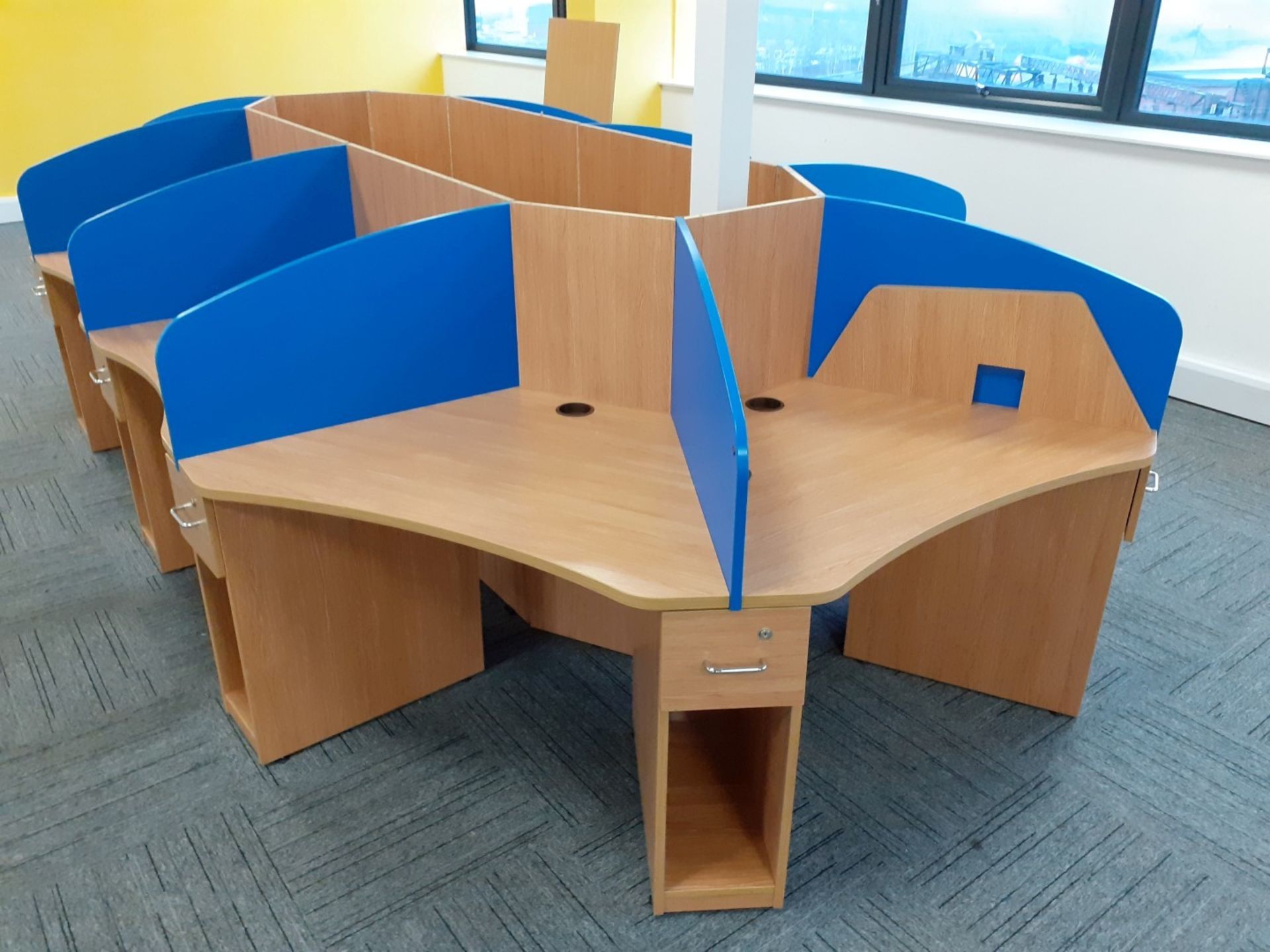 1 x 10-Desk Office Workstation Pod With Privacy Partitions In A Beech Finish - Original RRP £3,987 - Image 4 of 6