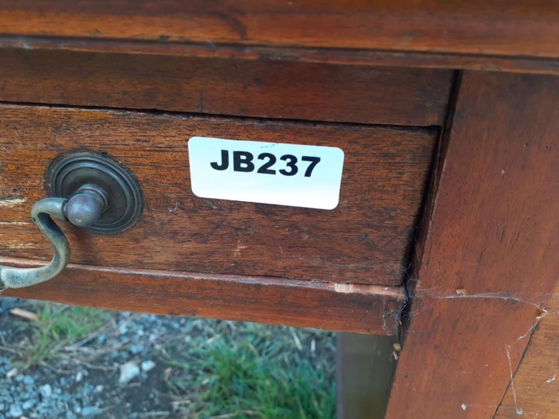 1 x Large Original Writing Desk With Leather Top Pad And Deep Drawers With Original Castors Under - Image 4 of 13