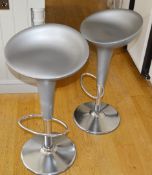 A Pair Of Gas-Lift Seats In Silver - Dimensions: H75 x W44 x D40cm - NO VAT ON THE HAMMER -