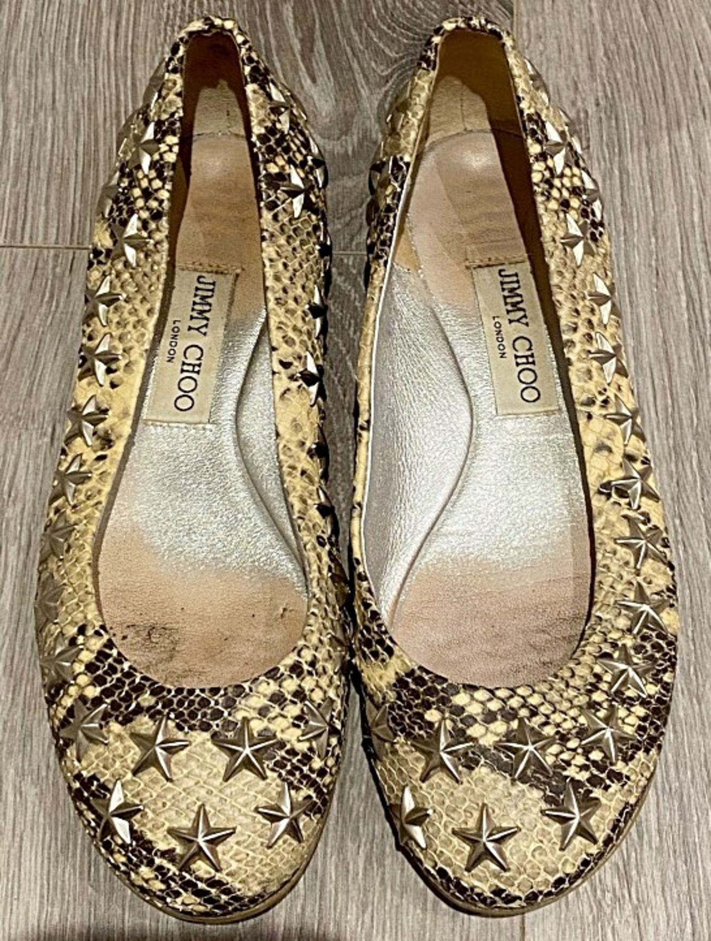 1 x Pair Of Genuine Jimmy Choo Flats In Snake Print - Size: 36 - Preowned in Very Good Condition - R