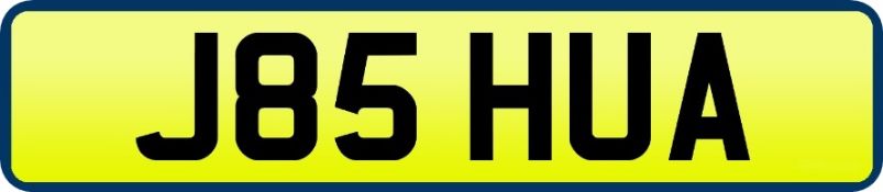 1 x Private Vehicle Registration Car Plate - J85 HUA - CL590 - Location: Altrincham WA14