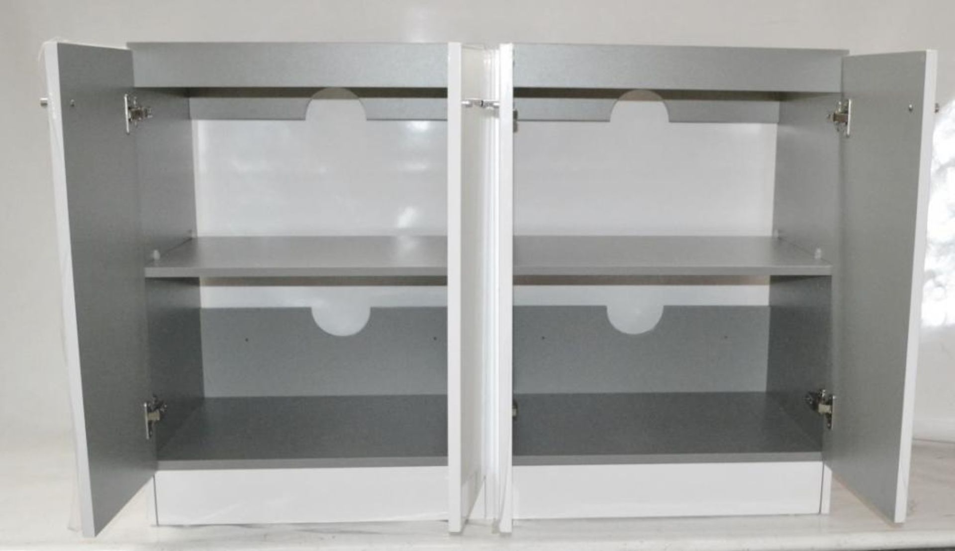 1 x Gloss White 1200mm 4-Door Double Basin Freestanding Bathroom Cabinet - New & Boxed Stock - CL307 - Image 5 of 7