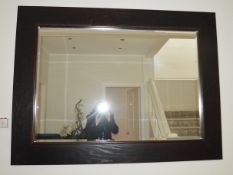 1 x Large 1.6 Metre Wide Bevelled Mirror In A Dark Stained Wooden Frame - Dimensions (approx):