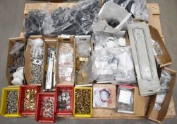 1 x Assorted Hardware Pallet Lot - Features Hafele Accessories, Shelf Brackets, Easi Keep Latches,